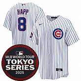 Men's Chicago Cubs #8 Ian Happ White 2025 World Tour Tokyo Series Home Stitched Jersey Dzhi,baseball caps,new era cap wholesale,wholesale hats